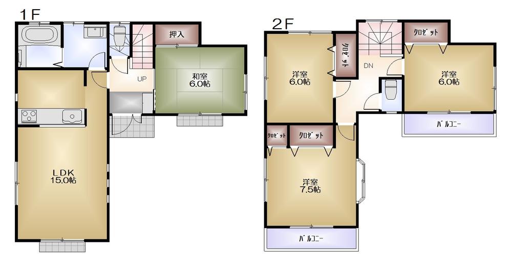 Floor plan. (3 Building), Price 39,900,000 yen, 4LDK, Land area 126.25 sq m , Building area 96.05 sq m