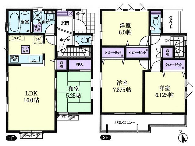Floor plan. (1 Building), Price 45,800,000 yen, 4LDK, Land area 109.26 sq m , Building area 97.7 sq m