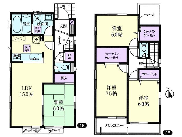Floor plan. (Building 2), Price 39,600,000 yen, 4LDK, Land area 109.26 sq m , Building area 98.12 sq m