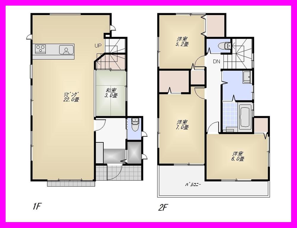 Floor plan. (3 Building), Price 35,800,000 yen, 4LDK, Land area 135.83 sq m , Building area 102.24 sq m