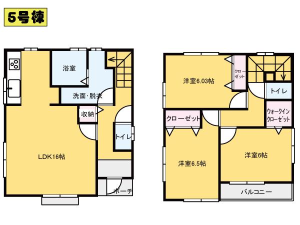 Floor plan. (5 Building), Price 35,800,000 yen, 3LDK, Land area 102.11 sq m , Building area 87.77 sq m