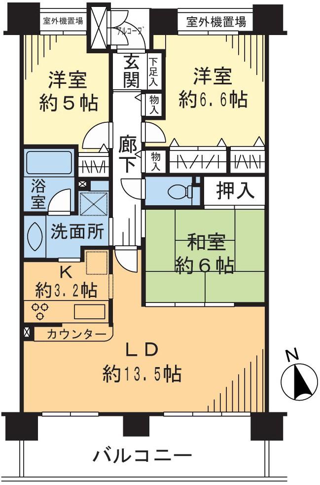 Floor plan. 3LDK, Price 30,800,000 yen, Occupied area 75.06 sq m , Balcony area 12.78 sq m ◇ 3LDK / 75.06 sq m