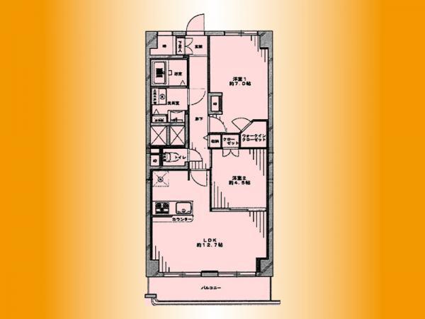Floor plan. 2LDK, Price 16.8 million yen, Footprint 59.4 sq m , Balcony area 6.79 sq m