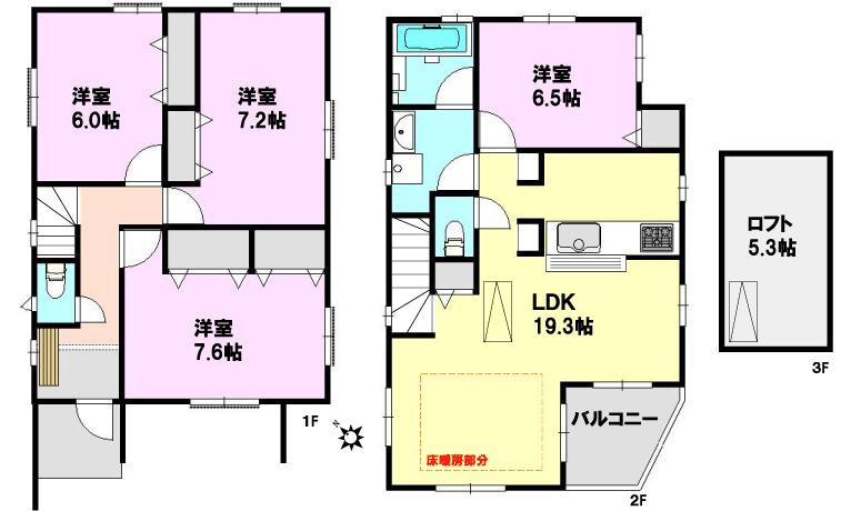 Floor plan. (6), Price 47,800,000 yen, 4LDK, Land area 99.98 sq m , Building area 105.91 sq m