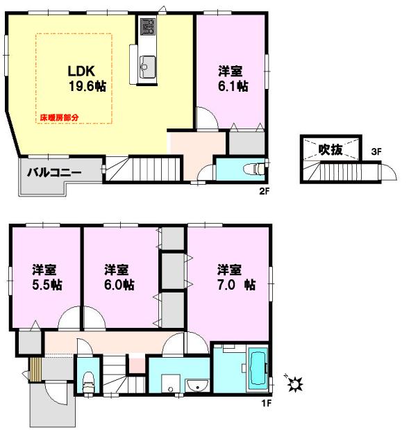 Floor plan. Price 43,800,000 yen, 4LDK, Land area 102.47 sq m , Building area 99.11 sq m