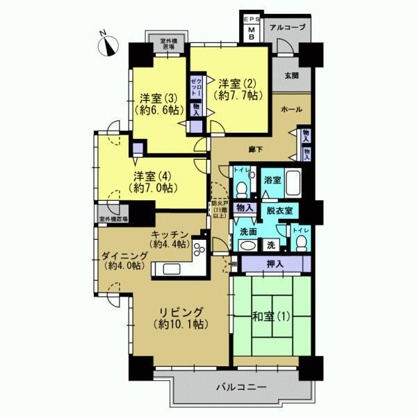 Floor plan. 4LDK, Price 29,800,000 yen, Footprint 122.91 sq m , Balcony area 10.41 sq m