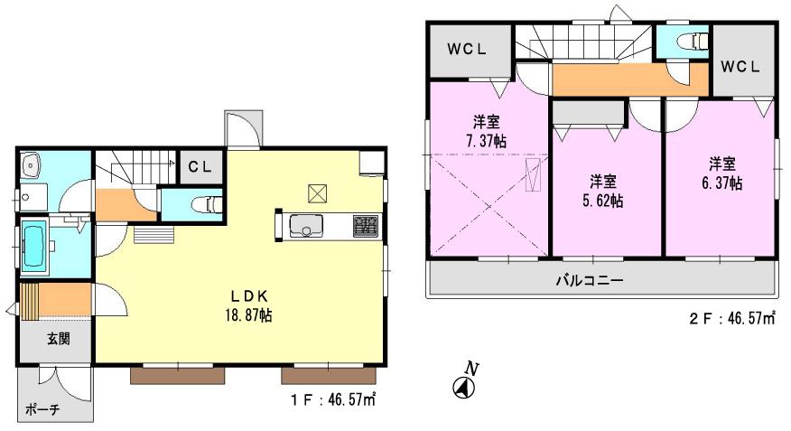 Floor plan. Price 39,800,000 yen, 3LDK, Land area 155.5 sq m , Building area 93.14 sq m