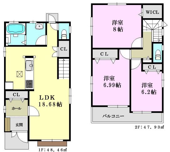 Floor plan. Price 36,800,000 yen, 3LDK, Land area 165.25 sq m , Building area 96.39 sq m