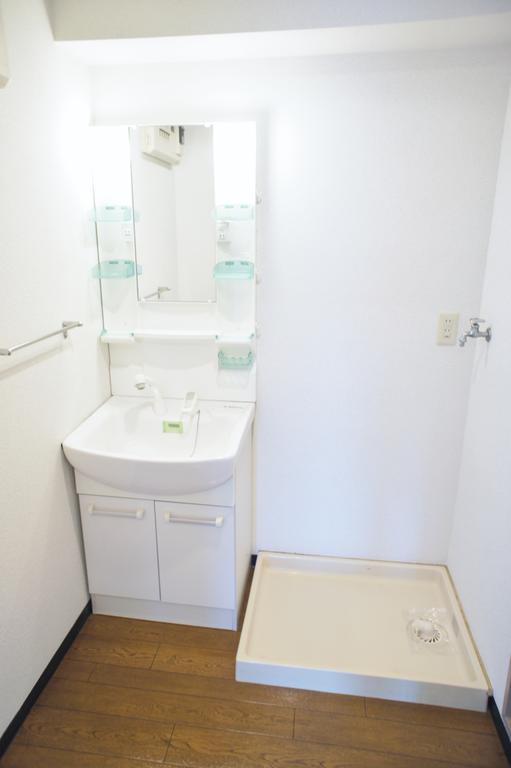 Washroom. Undressing wash room Washbasin with shower