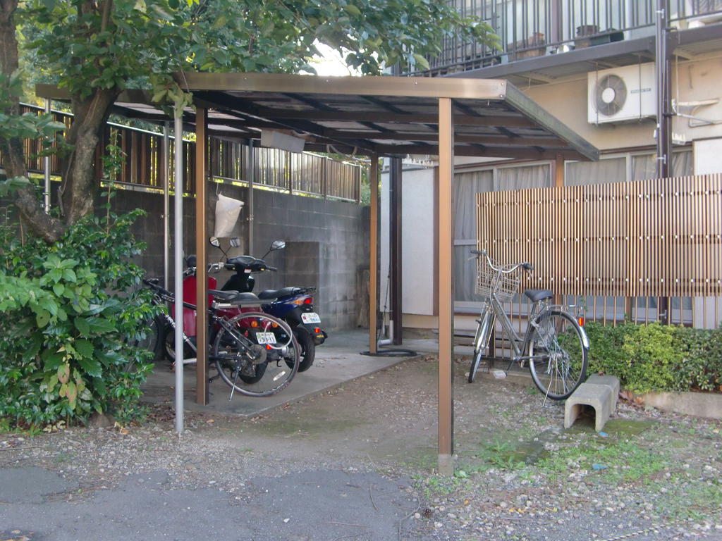 Parking lot. We put the building back parking lot next to bike. 