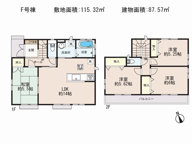 Floor plan. 38,800,000 yen, 4LDK, Land area 115.32 sq m , Building area 87.57 sq m
