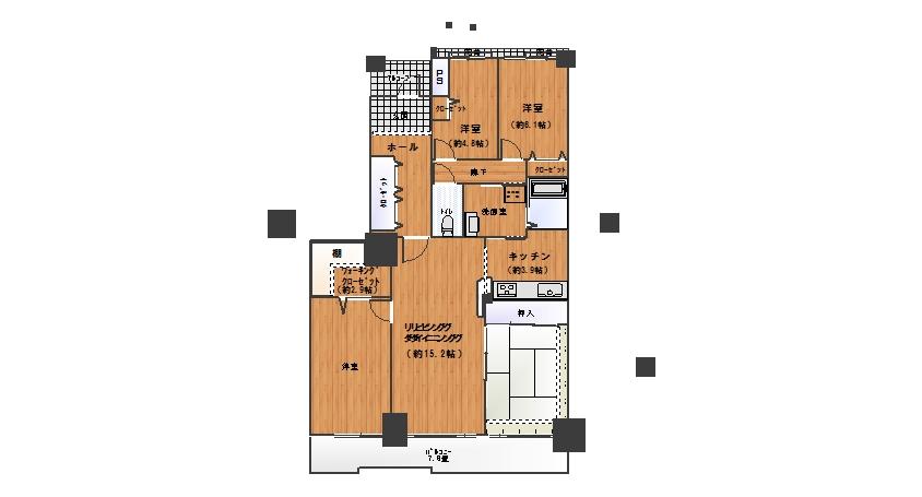 Floor plan. 4LDK + S (storeroom), Price 27.5 million yen, Footprint 113.24 sq m , Balcony area 15.37 sq m