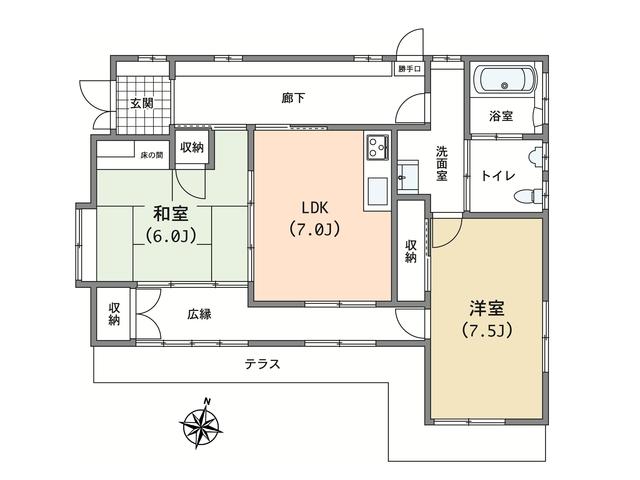 Floor plan. 49,800,000 yen, 2DK, Land area 186.23 sq m , Building area 69.56 sq m Inagi Daimaru Floor plan