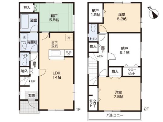 Floor plan. 39,800,000 yen, 2LDK, Land area 104.23 sq m , Building area 95.57 sq m floor plan
