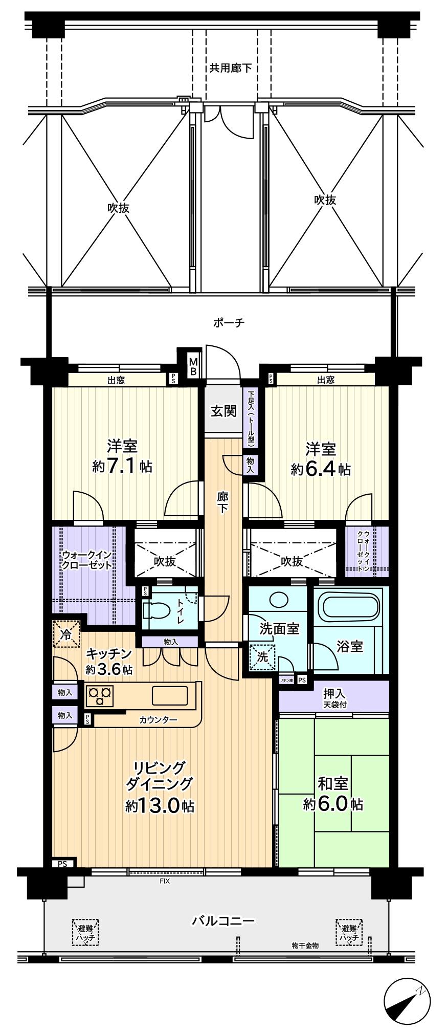 Floor plan. 3LDK, Price 26,800,000 yen, Occupied area 85.17 sq m , Balcony area 15.9 sq m