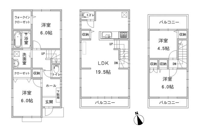 Floor plan. (1 Building), Price 35,800,000 yen, 4LDK, Land area 89.09 sq m , Building area 102.06 sq m