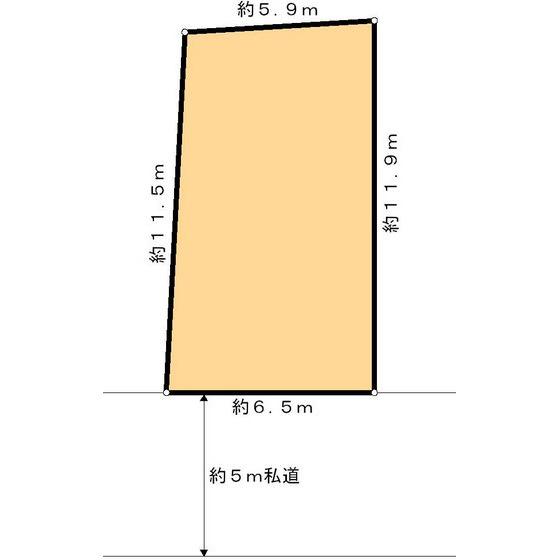 Compartment figure. Land price 14.8 million yen, Land area 72.95 sq m topographic map