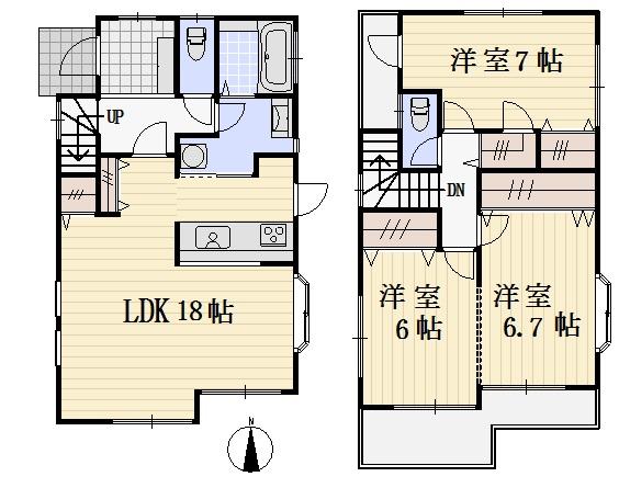Floor plan. 33,800,000 yen, 3LDK, Land area 119 sq m , Building area 93.46 sq m Property floor plan! LDK about 18 Pledge! It housed a large number! Good per sun!