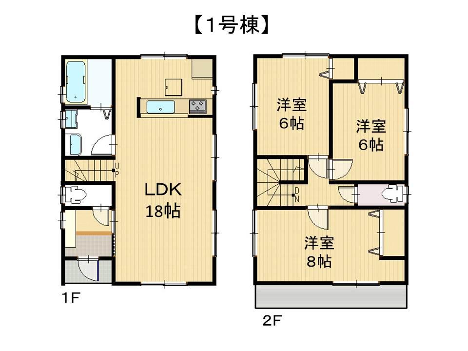Floor plan. (Higashinaganuma 1 Building), Price 42,800,000 yen, 3LDK, Land area 90.41 sq m , Building area 85.86 sq m