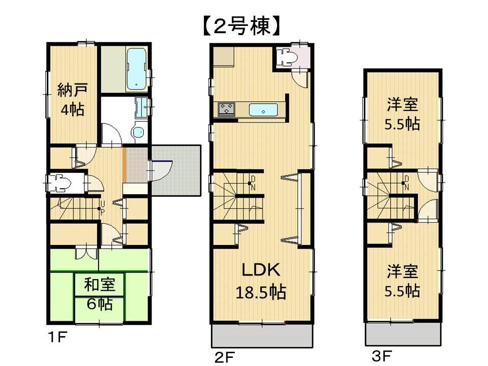 Floor plan. (Higashinaganuma 2 Building), Price 39,800,000 yen, 3LDK+S, Land area 91.74 sq m , Building area 95.58 sq m