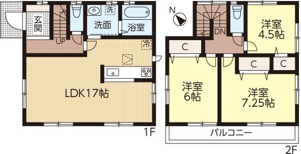 Floor plan. Price 37,800,000 yen, 3LDK, Land area 109.56 sq m , Building area 84.46 sq m
