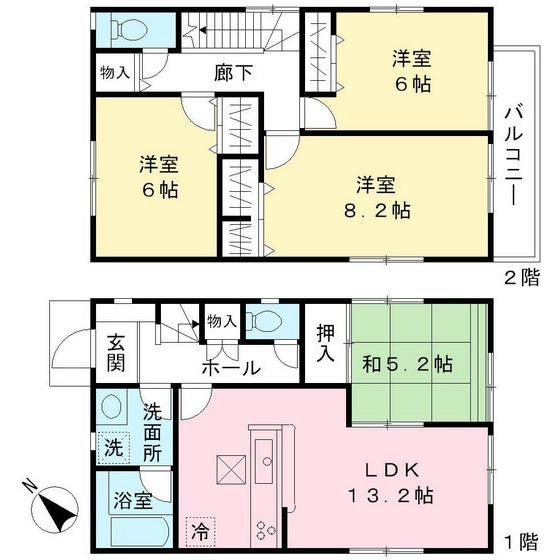Floor plan. 31,800,000 yen, 4LDK, Land area 126.89 sq m , Building area 92.34 sq m