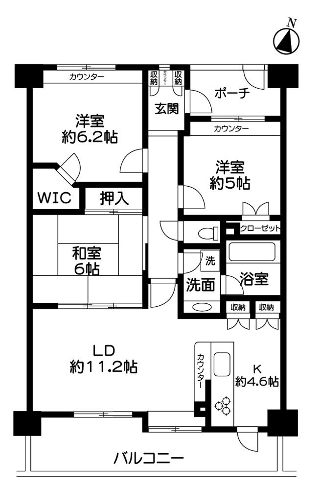 Floor plan. 3LDK, Price 29,800,000 yen, Occupied area 73.71 sq m , Balcony area 12.73 sq m