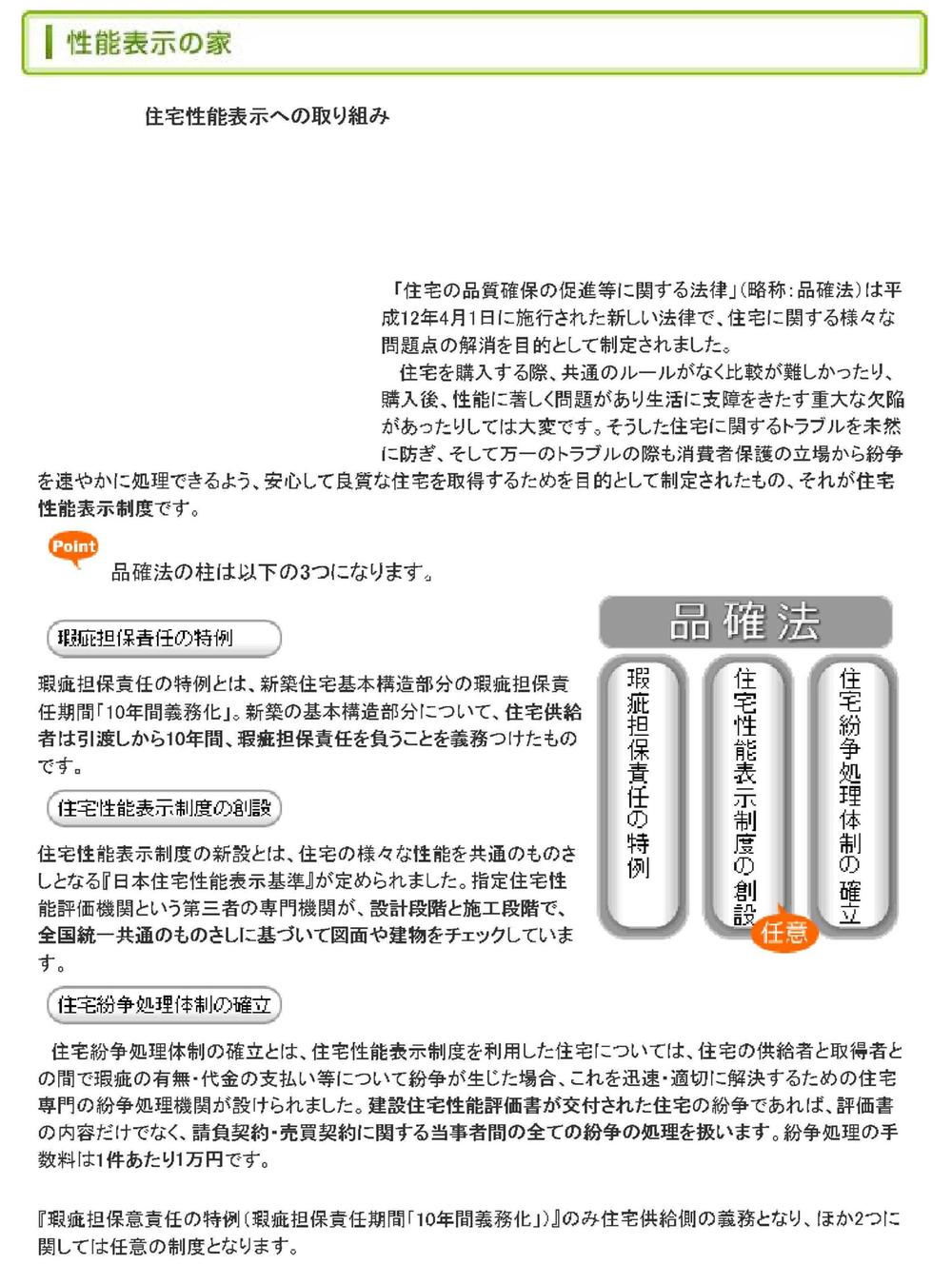 Construction ・ Construction method ・ specification. Housing Performance display corresponding housing