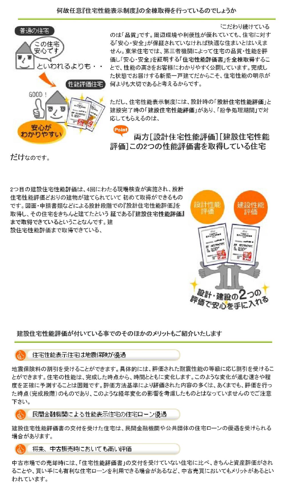 Construction ・ Construction method ・ specification. Housing Performance display corresponding housing