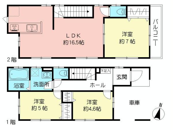 Floor plan. (3 Building), Price 39,800,000 yen, 3LDK, Land area 75.71 sq m , Building area 87.42 sq m