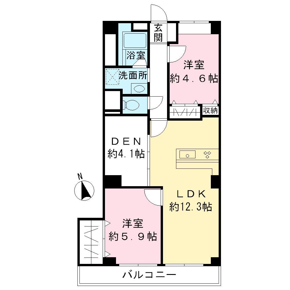 Floor plan. 2LDK + S (storeroom), Price 21,880,000 yen, Occupied area 61.32 sq m , Balcony area 6.01 sq m