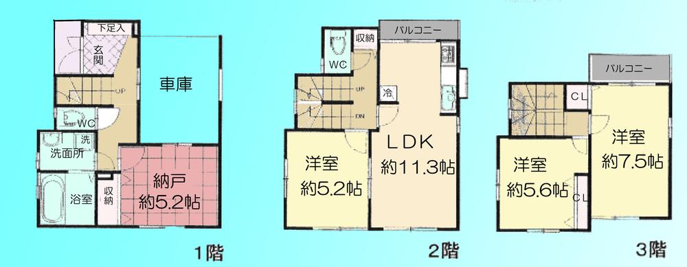 Floor plan. 33 million yen, 3LDK + S (storeroom), Land area 60.01 sq m , Building area 99.15 sq m
