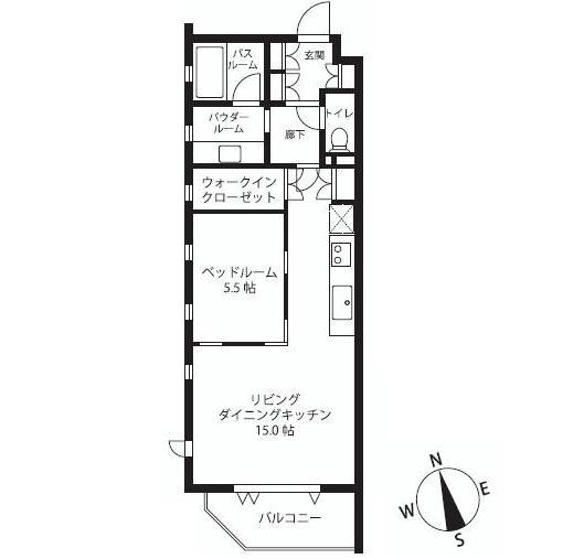 Floor plan. 1LDK, Price 32,800,000 yen, Occupied area 51.75 sq m
