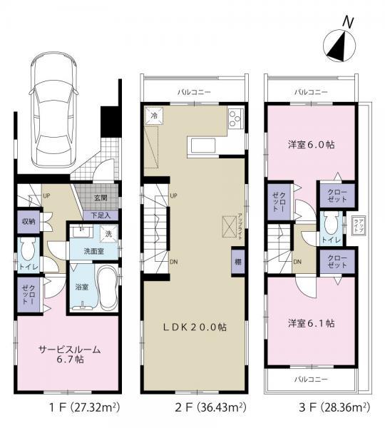 Floor plan. 47,800,000 yen, 2LDK+S, Land area 61.3 sq m , Building area 101.22 sq m