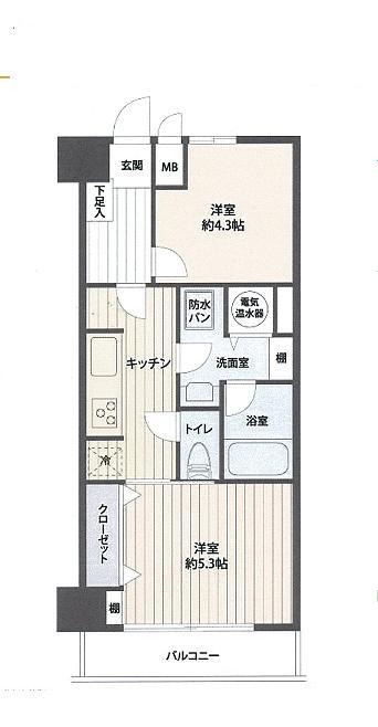 Floor plan. 2K, Price 16,900,000 yen, Footprint 36 sq m , Balcony area 4.08 sq m