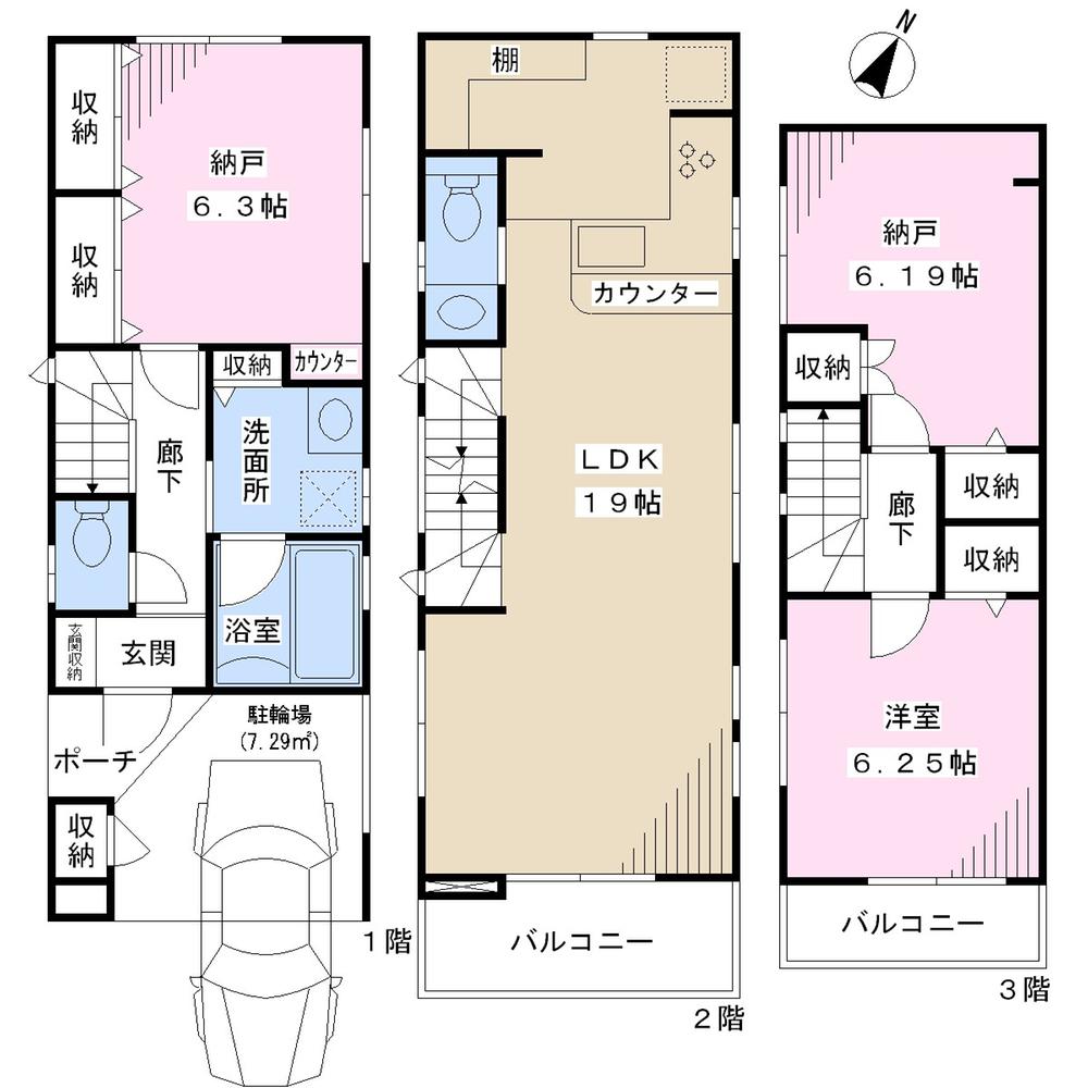 Floor plan. 46,800,000 yen, 1LDK + 2S (storeroom), Land area 63.26 sq m , Building area 90.49 sq m
