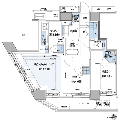 Floor: 2LD ・ K + WIC, the occupied area: 61.19 sq m, Price: TBD