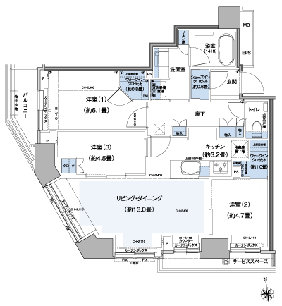 Floor: 3LD ・ K + 2WIC + SIC, the occupied area: 73.96 sq m, Price: TBD