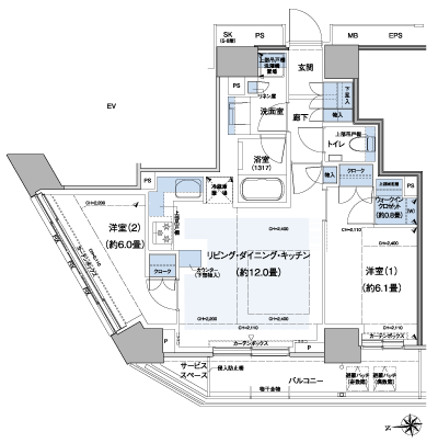Floor: 2LDK + WIC, the occupied area: 56.83 sq m, Price: TBD