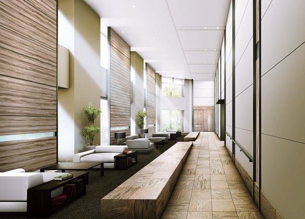 Airy entrance hall of the two-layer Fukinuki (Rendering CG)