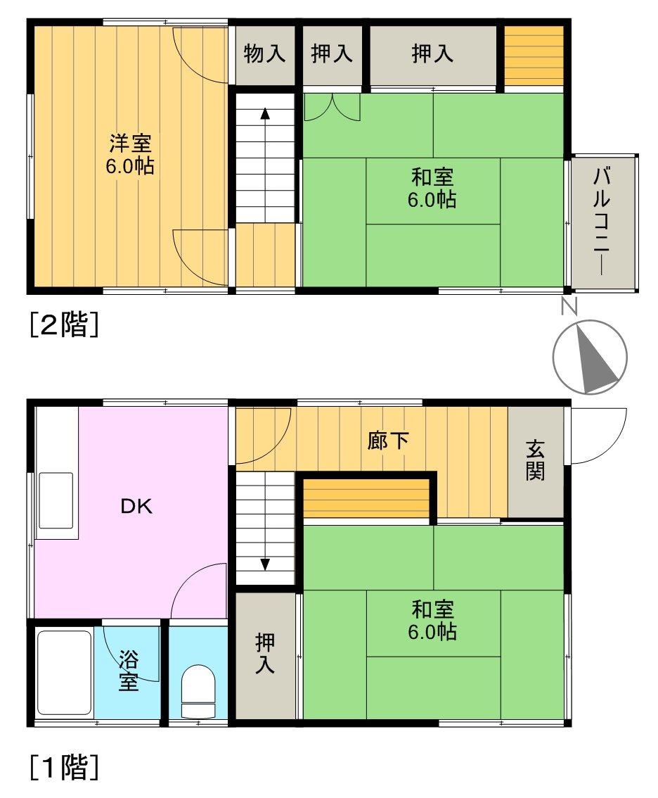 Floor plan. 13,900,000 yen, 3DK, Land area 53.32 sq m , Building area 56.3 sq m