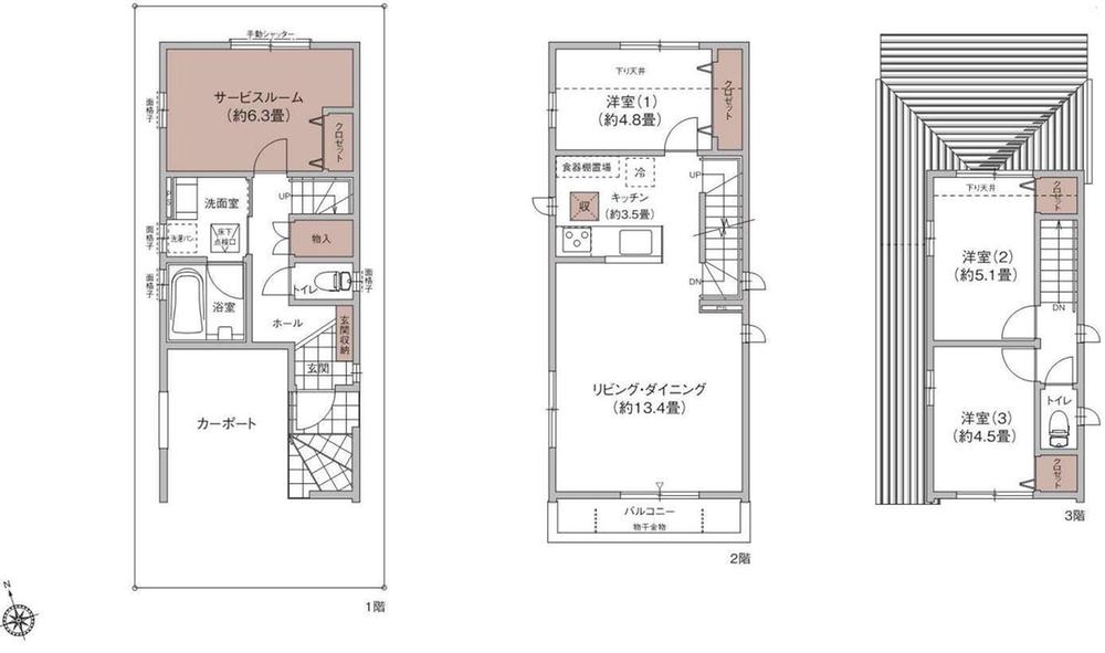Floor plan. 590m 1 floor supermarket "Gourmet City to Sanzerize It has become a Itabashi Sanzerize store ", Other eateries and animal hospital, It is highly convenient facilities of life, such as bank.