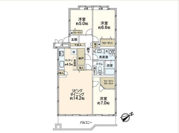 Floor plan. 3LDK, Price 29,900,000 yen, Occupied area 87.18 sq m , Balcony area 8.72 sq m