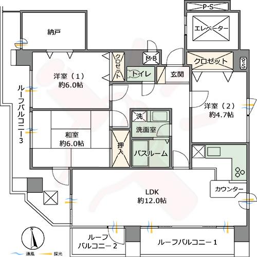 Floor plan. 3LDK + S (storeroom), Price 31,400,000 yen, Occupied area 80.76 sq m , Balcony area 25.31 sq m