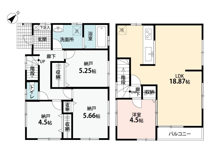 Floor plan. (3 Building), Price 42,800,000 yen, 1LDK+3S, Land area 98.07 sq m , Building area 88.28 sq m