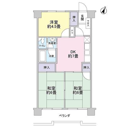 Floor plan.  ■ Occupied area 49.40 square meters (3DK type)  ■ Southeast, Sunshine per 6 floor ・