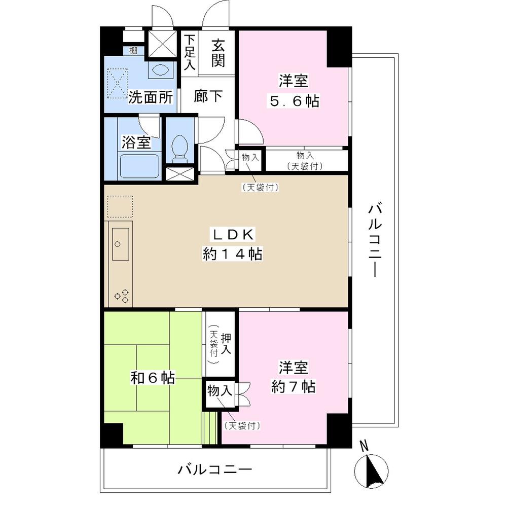 Floor plan. 3LDK, Price 25,800,000 yen, Occupied area 73.26 sq m , Balcony area 19.47 sq m
