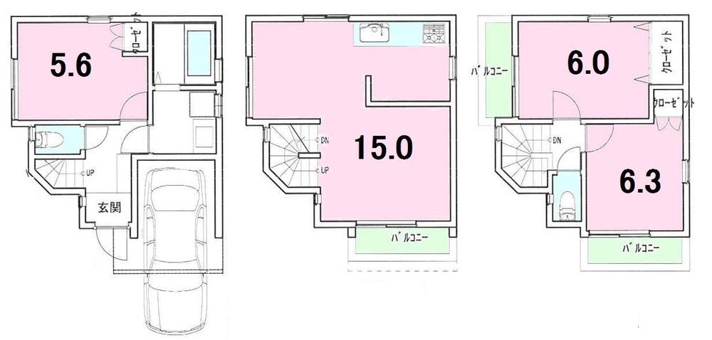 Floor plan. (C Building), Price 33,500,000 yen, 3LDK, Land area 46.26 sq m , Building area 80.74 sq m