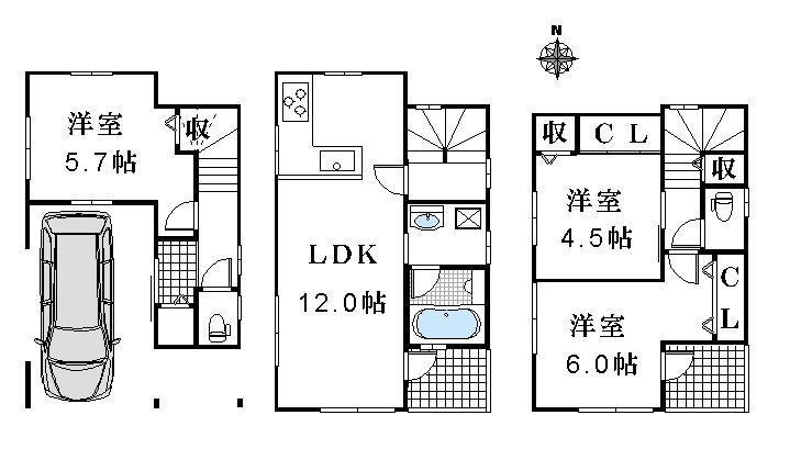 Building plan example (floor plan). Building plan example, Building price 14.7 million yen (tax included), Building area 83.41 sq m