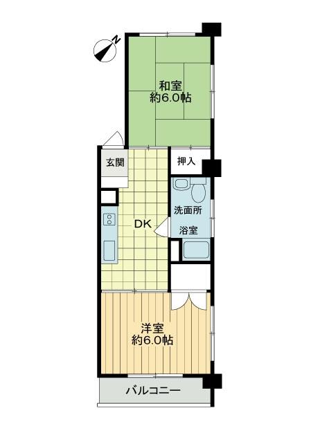 Floor plan. 2DK, Price 5.9 million yen, Footprint 37.1 sq m